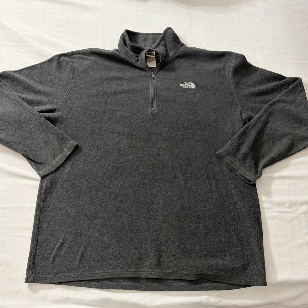 The North Face Men's Quarter Zip Smokey Grey XL Warm Fleece Cap Rock Texture Gym